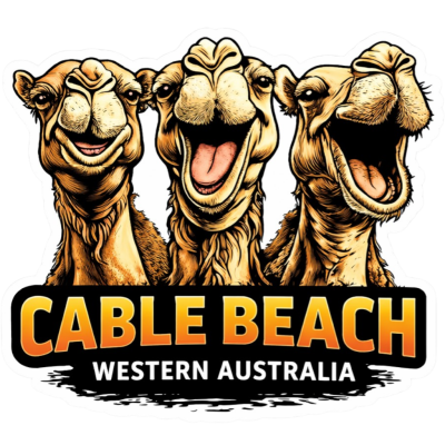 Three Camels On Cable beach Sticker