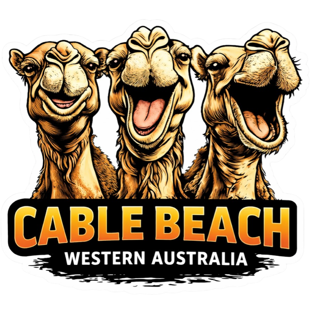Three Camels On Cable beach Sticker