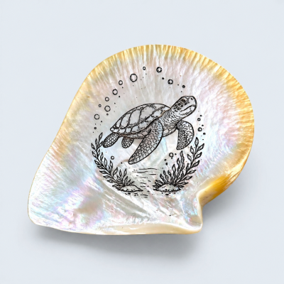 Turtle Engraved Broome Polished Pearl Shell